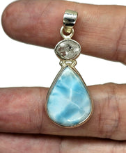 Load image into Gallery viewer, Larimar &amp; Herkimer Diamond Pendant, Dolphin Stone, Stone of Atlantis, Sterling Silver - GemzAustralia 