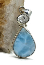 Load image into Gallery viewer, Larimar &amp; Herkimer Diamond Pendant, Dolphin Stone, Stone of Atlantis, Sterling Silver - GemzAustralia 