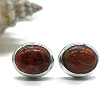 Load image into Gallery viewer, Sponge Coral Studs, Oval Shaped, Sterling Silver, Orange/Red Coral Earrings - GemzAustralia 