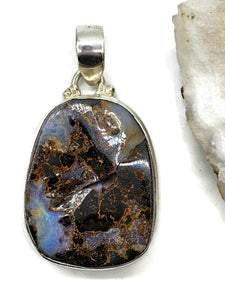 Australian Boulder Opal Pendant, Solid Opal, Australian Opal, Sterling Silver - GemzAustralia 