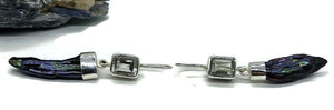 Prasiolite & Black Pearl Earrings, Sterling Silver, August and June Birthstones - GemzAustralia 