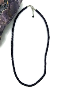 Amethyst Beaded Necklace, Sterling Silver, 47cm - 51cm, February Birthstone - GemzAustralia 