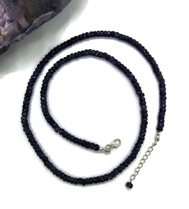 Amethyst Beaded Necklace, Sterling Silver, 47cm - 51cm, February Birthstone - GemzAustralia 