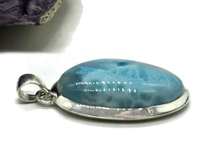 Larimar Pendant, Dolphin Stone, Stone of Atlantis, 925 Sterling Silver, Oval Shaped - GemzAustralia 