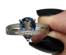 Load image into Gallery viewer, Mystic Topaz Ring, Size O, Sterling Silver, Pear Facet, Blue Purple Green Gemstone - GemzAustralia 