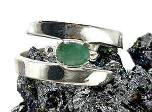 Emerald Ring, May Birthstone, 2 sizes, Sterling Silver, Side Set Oval, Natural Gemstone - GemzAustralia 