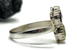 Multi Gemstone Ring, Size O, Sterling Silver, Peridot, Amethyst & Garnet Ring - GemzAustralia 