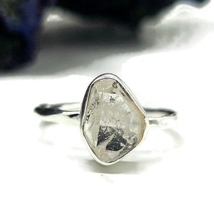 Raw Herkimer Diamond Ring, Size O, April Birthstone, Sterling Silver - GemzAustralia 