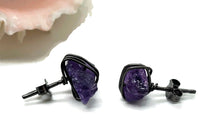 Load image into Gallery viewer, Raw Amethyst Studs, Oxidized Sterling Silver, February Birthstone, Rough Amethyst - GemzAustralia 