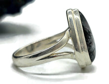 Load image into Gallery viewer, Black Tourmalinated Quartz Ring, size Q 1/2, Sterling Silver, Pear Shaped - GemzAustralia 