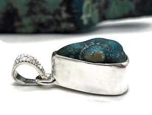 Raw Tibetan Turquoise Pendant, Sterling Silver, Protection Stone, Love Rock - GemzAustralia 