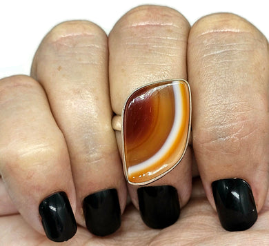 Botswana Agate Ring, Size Q 1/2, Sterling Silver, The Stone of Change