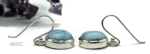 Round Larimar Earrings, Dolphin Stone, Stone of Atlantis, Sterling Silver, Spiritual Gemstone - GemzAustralia 
