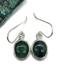 Load image into Gallery viewer, Cabochon Emerald Earrings, May Birthstone, Sterling Silver, Oval Shaped - GemzAustralia 