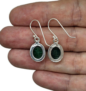 Cabochon Emerald Earrings, May Birthstone, Sterling Silver, Oval Shaped - GemzAustralia 