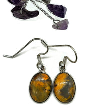 Load image into Gallery viewer, Bumblebee Jasper Earrings, Sterling Silver, Eclipse Jasper, Oval Shape - GemzAustralia 