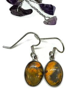 Bumblebee Jasper Earrings, Sterling Silver, Eclipse Jasper, Oval Shape - GemzAustralia 