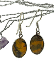 Load image into Gallery viewer, Bumblebee Jasper Earrings, Sterling Silver, Eclipse Jasper, Oval Shape - GemzAustralia 