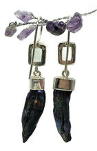 Load image into Gallery viewer, Prasiolite &amp; Black Pearl Earrings, Sterling Silver, August and June Birthstones - GemzAustralia 