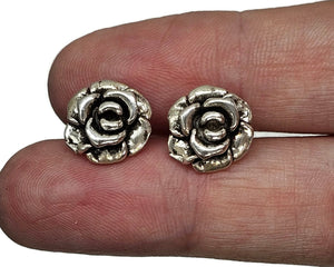 Rose Studs, Sterling Silver, Floral Earrings, Statement Flowers, Love Passion Symbol - GemzAustralia 