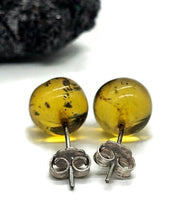 Load image into Gallery viewer, Amber Ball Studs, Mexican Chiapas Amber Earrings, Sterling Silver, 30 million years - GemzAustralia 