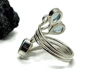 Blue Topaz Wrap Around Ring, Size S, Sterling Silver, December Birthstone, Love Stone - GemzAustralia 