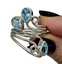 Load image into Gallery viewer, Blue Topaz Wrap Around Ring, Size S, Sterling Silver, December Birthstone, Love Stone - GemzAustralia 
