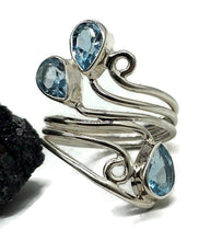 Load image into Gallery viewer, Blue Topaz Wrap Around Ring, Size S, Sterling Silver, December Birthstone, Love Stone - GemzAustralia 