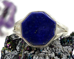 Lapis Ring, Size S, Sterling Silver, Octagon Shape, Protection Gemstone - GemzAustralia 