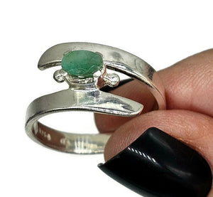 Emerald Ring, May Birthstone, 2 sizes, Sterling Silver, Side Set Oval, Natural Gemstone - GemzAustralia 