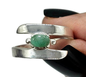 Emerald Ring, May Birthstone, 2 sizes, Sterling Silver, Side Set Oval, Natural Gemstone - GemzAustralia 