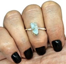 Load image into Gallery viewer, Raw Larimar Ring, Size S, Dolphin Stone, Sterling Silver, Stone of Atlantis - GemzAustralia 