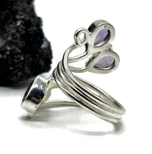 Load image into Gallery viewer, Amethyst Wrap Around Ring, Size N, Sterling Silver, February Birthstone, Three Stone Ring - GemzAustralia 