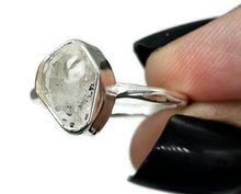 Load image into Gallery viewer, Raw Herkimer Diamond Ring, Size O, April Birthstone, Sterling Silver - GemzAustralia 