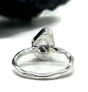 Raw Herkimer Diamond Ring, Size O, April Birthstone, Sterling Silver - GemzAustralia 