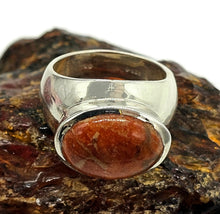 Load image into Gallery viewer, Sponge Coral Ring, Size S, Oval Shaped, Sterling Silver, Orange Red Coral, Love - GemzAustralia 