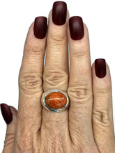 Load image into Gallery viewer, Sponge Coral Ring, Size S, Oval Shaped, Sterling Silver, Orange Red Coral, Love - GemzAustralia 