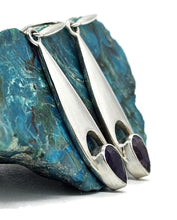 Load image into Gallery viewer, Statement Amethyst Earrings, February Birthstone, Sterling Silver, Marquise Shaped