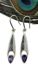 Load image into Gallery viewer, Statement Amethyst Earrings, February Birthstone, Sterling Silver, Marquise Shaped