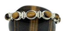 Load image into Gallery viewer, Tigers Eye Bracelet, Sterling Silver, 18-21 cm adjustable, Genuine, Oval Shaped