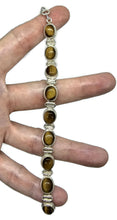Load image into Gallery viewer, Tigers Eye Bracelet, Sterling Silver, 18-21 cm adjustable, Genuine, Oval Shaped