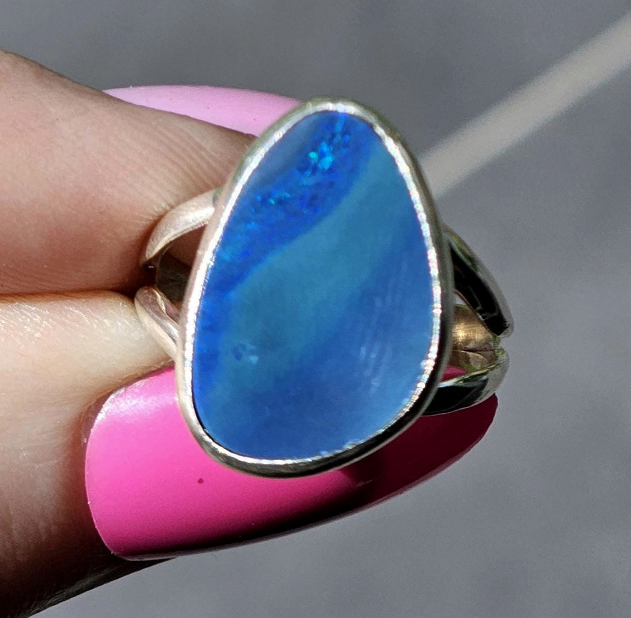 Australian Opal Ring, Size 7, Sterling Silver, Lucky Stone, Hope Stone, October Birthstone