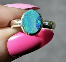 Load image into Gallery viewer, Australian Opal Ring, October Birthstone, Size P, Sterling Silver, Oval Shaped