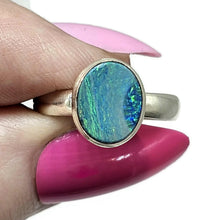 Load image into Gallery viewer, Australian Opal Ring, October Birthstone, Size P, Sterling Silver, Oval Shaped