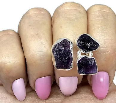 Raw Amethyst Ring, Size 7 1/4, Sterling Silver, February Birthstone, Rough Amethyst