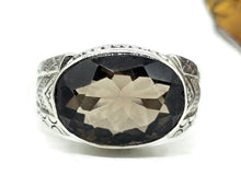 Load image into Gallery viewer, Oval Smoky Quartz Ring, size Q1/2, Sterling Silver, 6 carats, Scorpio Zodiac, Grounding Stone