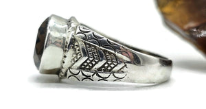 Oval Smoky Quartz Ring, size Q1/2, Sterling Silver, 6 carats, Scorpio Zodiac, Grounding Stone