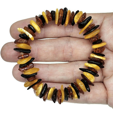 Baltic Amber Bracelet, Fossilized Tree Resin, Cognac, Butterscotch & Black Amber - GemzAustralia 