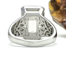 Load image into Gallery viewer, Clear Quartz &amp; White Topaz Ring, Size S, Sterling Silver, Lazer faceted, Rectangle Shaped