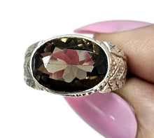 Load image into Gallery viewer, Oval Smoky Quartz Ring, size Q1/2, Sterling Silver, 6 carats, Scorpio Zodiac, Grounding Stone